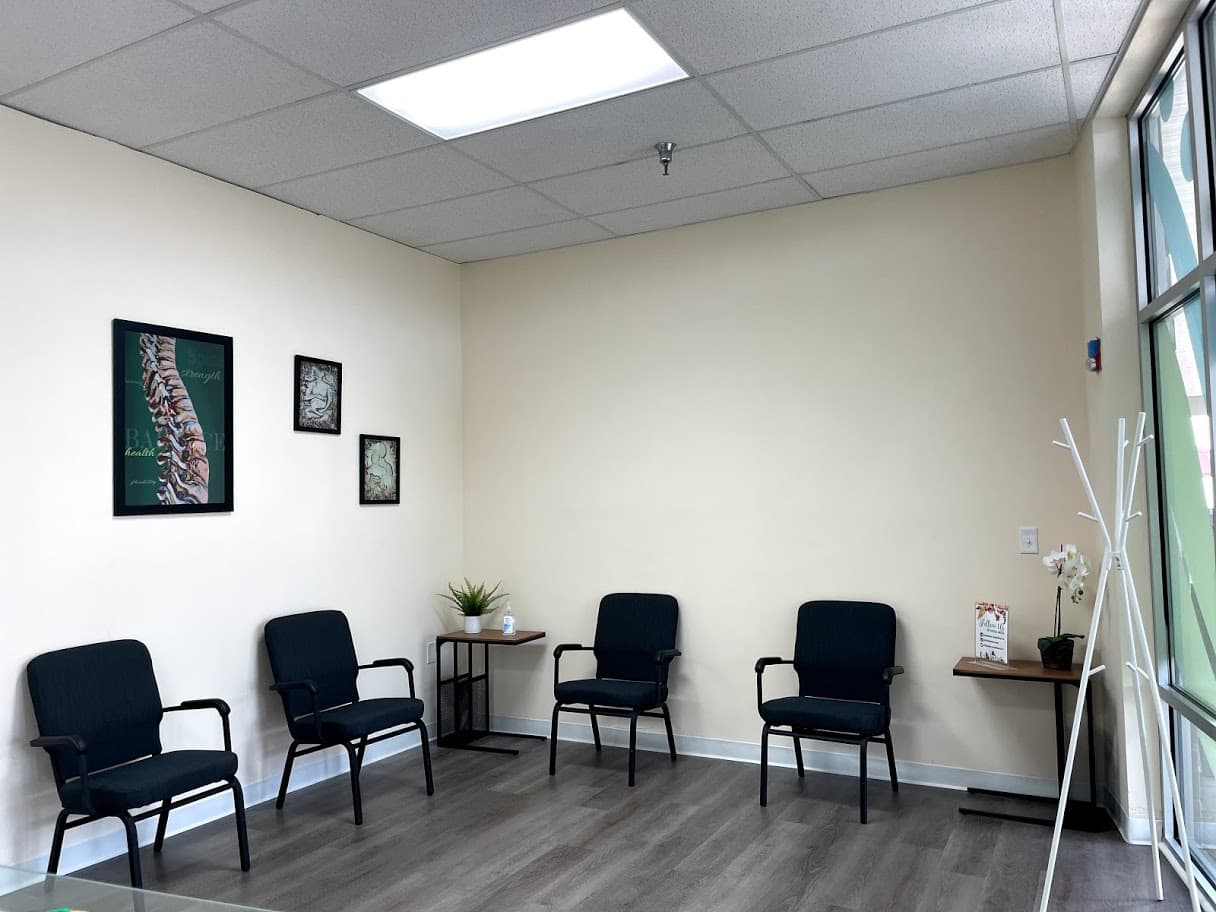 Chiropractic clinic waiting area seating