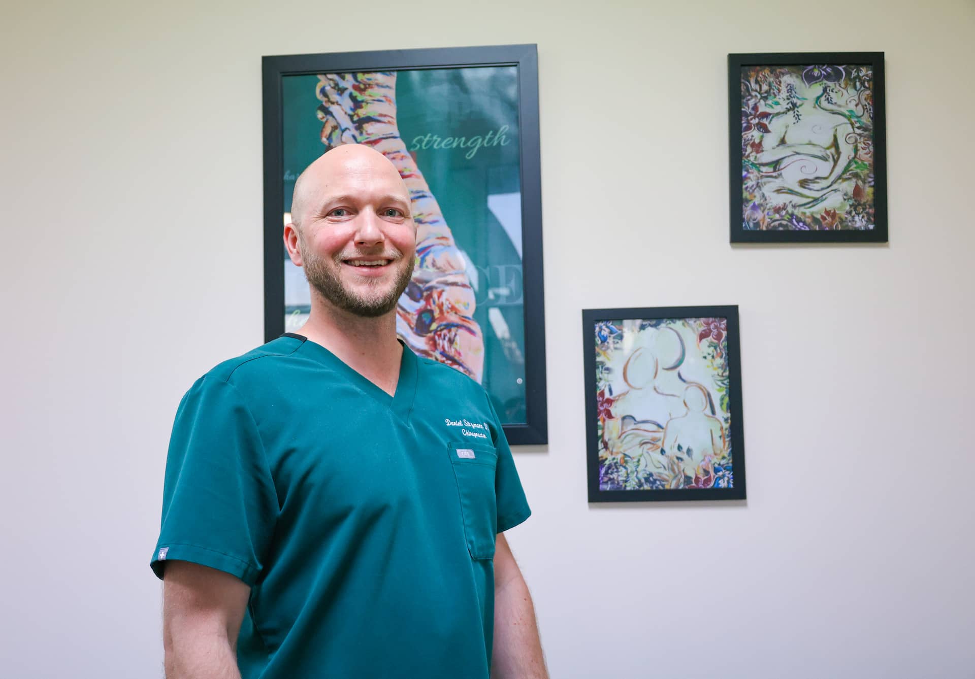 Chiropractor wearing clinic uniform