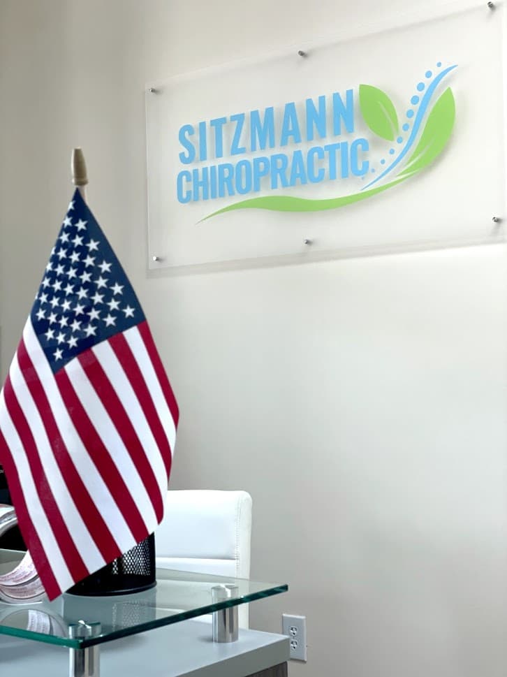 American flag inside chiropractic clinic